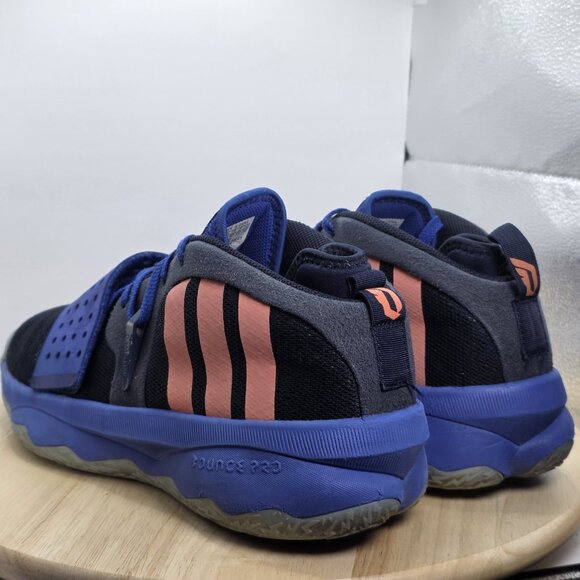 Mens Size 12 - Adidas Dame 8 EXTPLY Basketball Shoes Blue/Coral/Black Gym Court - Picture 7 of 10